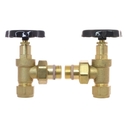 DQ Heating Essential Manual Angled Black/Brass Valves