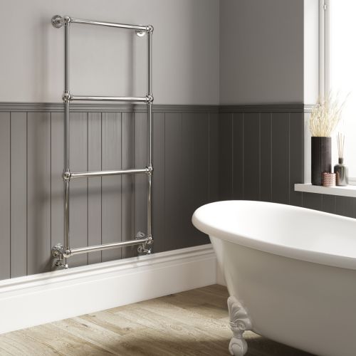 DQ Heating Methwold Wall Mounted Traditional Designer Brass Heated Towel Rail