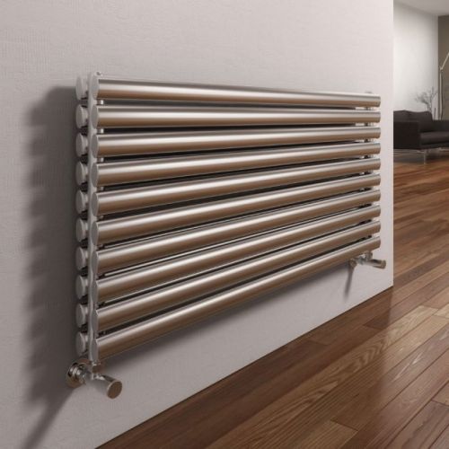 Reina Artena Double Brushed Stainless Steel Horizontal Designer Radiator 590x1200mm