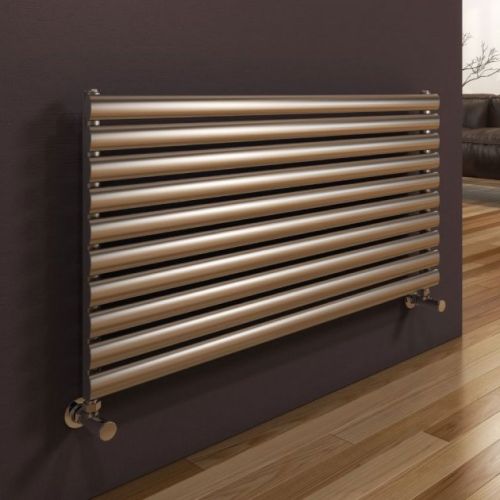 Reina Artena Single Brushed Stainless Steel Horizontal Designer Radiator 590x1200mm