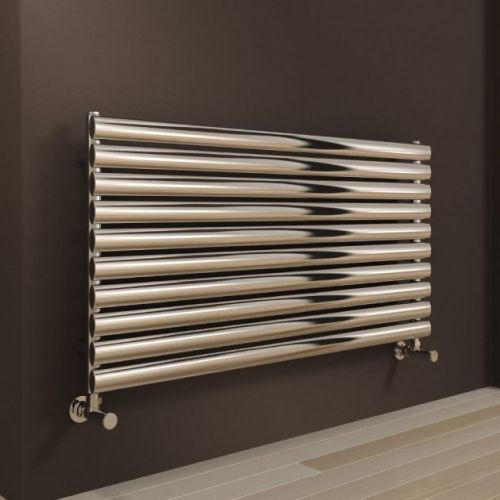 Reina Artena Single Polished Stainless Steel Horizontal Designer Radiator 590x1200mm