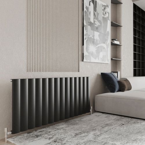 Reina Belva 600x1244mm Horizontal Single Anthracite Aluminium Designer Radiator