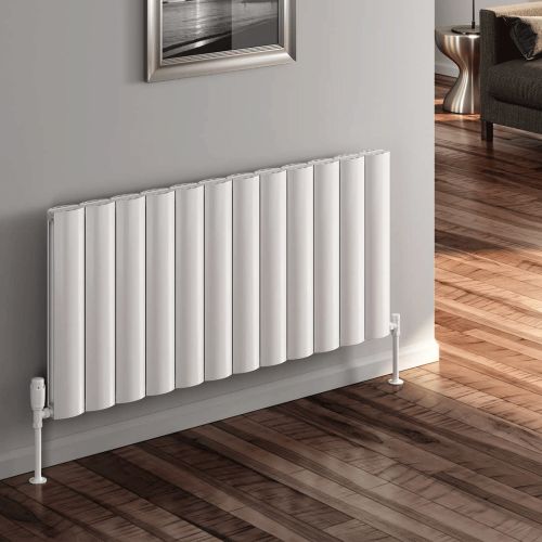 Reina Belva 600x828mm Horizontal Double White Aluminium Designer Radiator