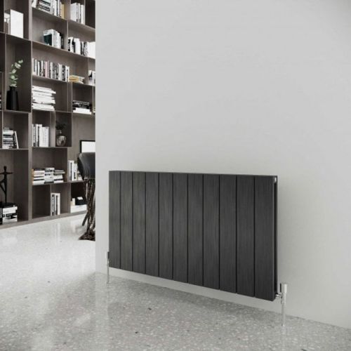 Reina Casina 600x850mm Horizontal Double Black Satin Aluminium Designer Radiator