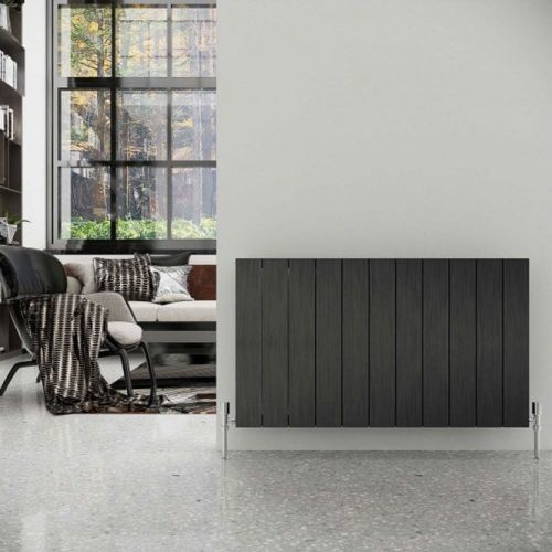 Reina Casina 600x1420mm Horizontal Single Black Satin Aluminium Designer Radiator