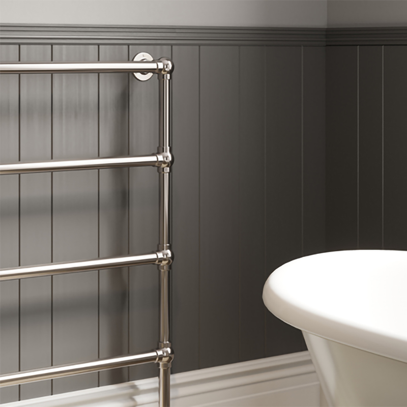 DQ Heating Methwold Floor Mounted Traditional Designer Brass Heated Towel Rail