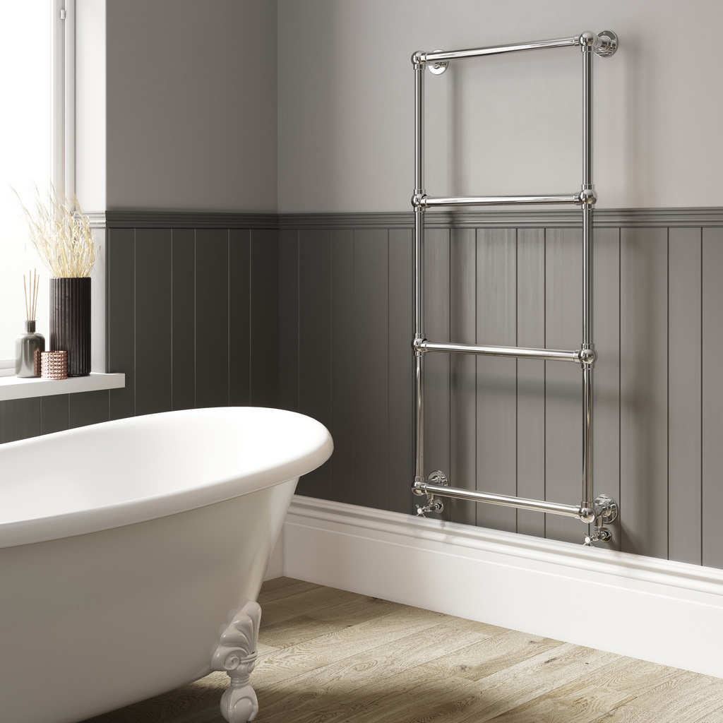 DQ Heating Methwold Wall Mounted Traditional Designer Brass Heated Towel Rail