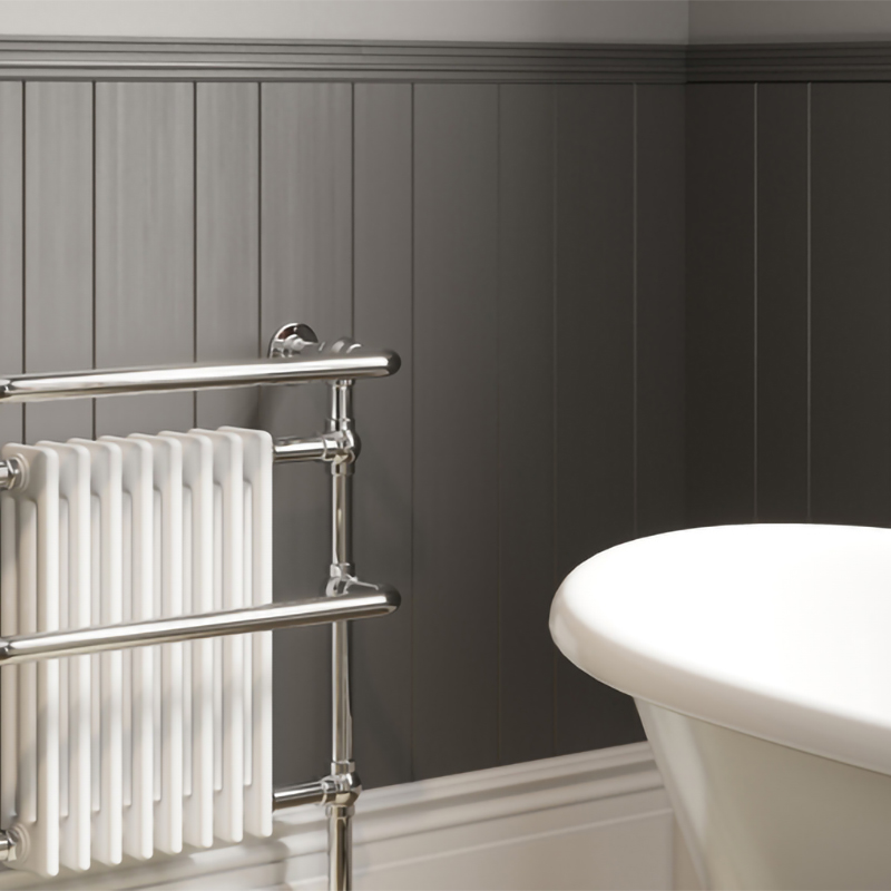 DQ Heating Old Buckenham Floor Mounted Traditional Designer Brass Heated Towel Rail