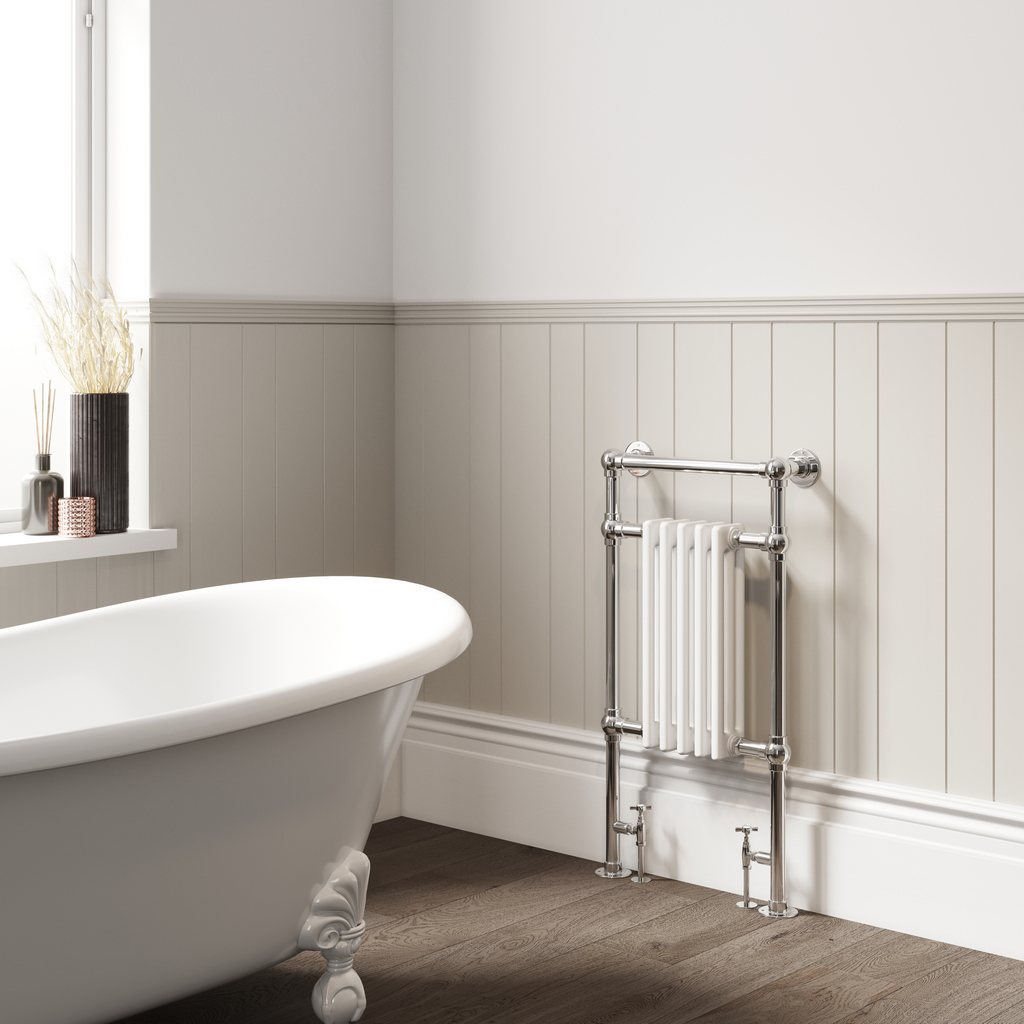 DQ Heating Twyford Traditional Designer Steel Heated Towel Rail