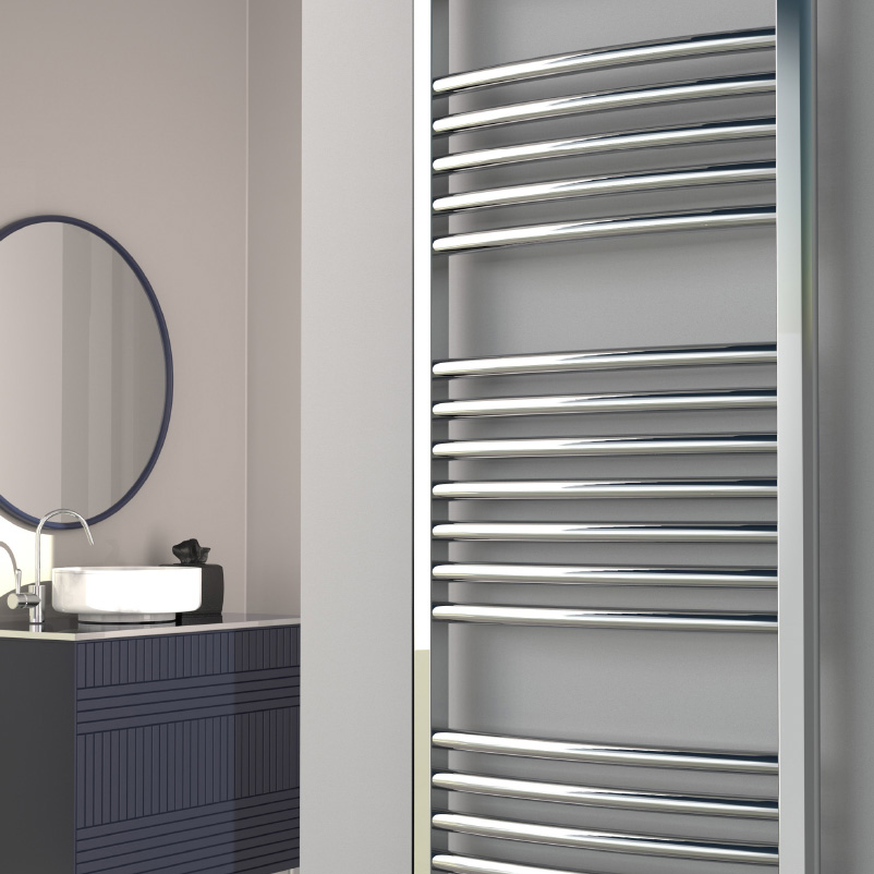 Reina Diva Curved Chrome Electric Heated Towel Rail