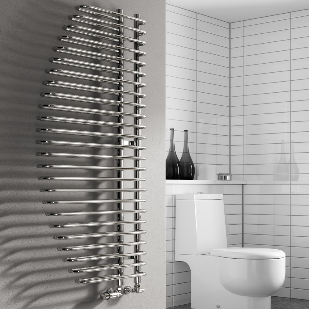 Reina Nola Chrome Steel Designer Heated Towel Rail 1400x600mm