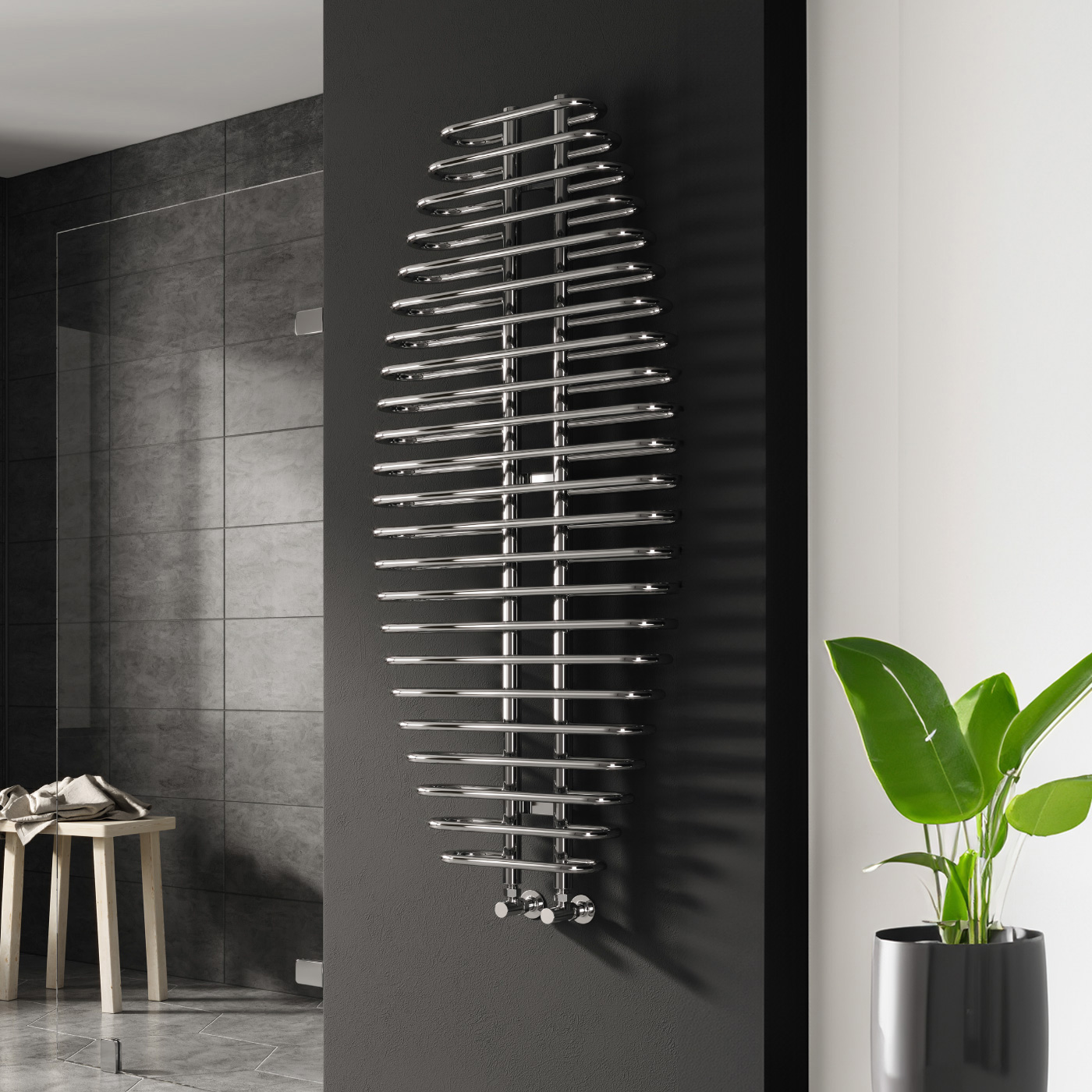 Reina Teano Chrome Designer Heated Towel Rail 1300x600mm