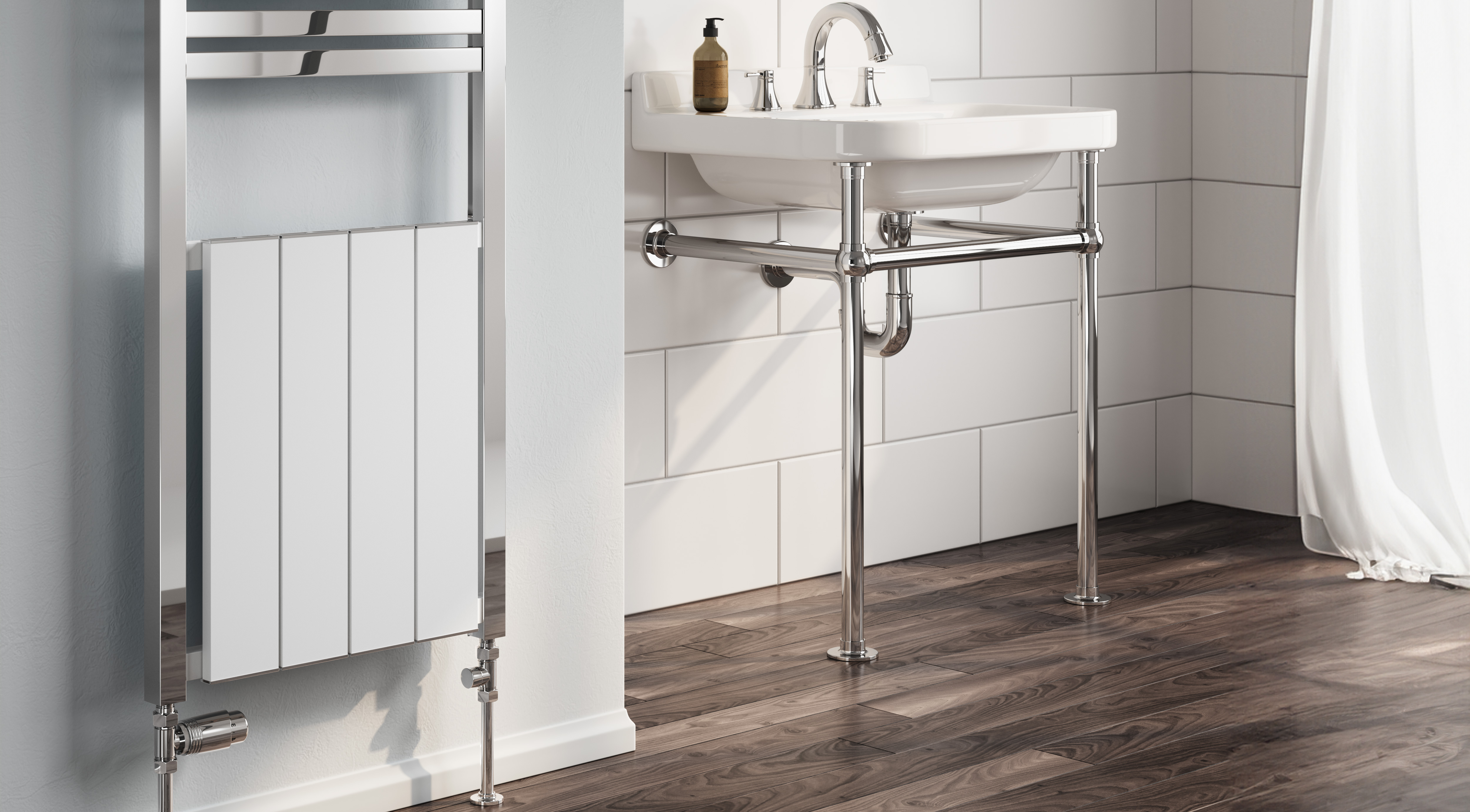 Reina York Designer Aluminium Heated Heated Towel Rail 1200x485mm