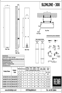 Reina Slimline Horizontal Installation Guide